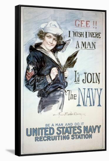Gee!! I Wish I were a Man, circa 1918-Howard Chandler Christy-Framed Stretched Canvas