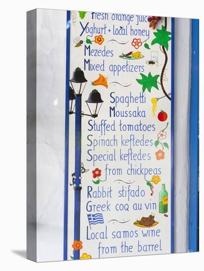 Geek Taverna Menu Board, Vourliotes, Samos, Aegean Islands, Greece-Stuart Black-Stretched Canvas