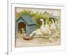 Geese and a Kenneled Dog-null-Framed Art Print