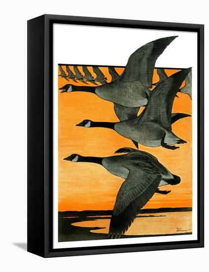 Geese Flying in Formation-R.H. Gamble-Framed Stretched Canvas