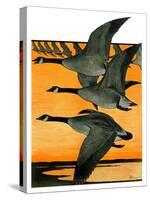 Geese Flying in Formation-R.H. Gamble-Stretched Canvas