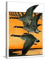 Geese Flying in Formation-R.H. Gamble-Stretched Canvas