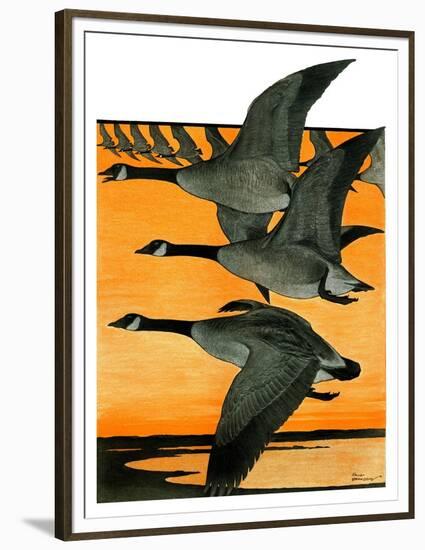 Geese Flying in Formation-R.H. Gamble-Framed Premium Giclee Print