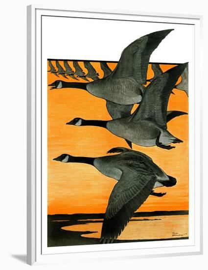 Geese Flying in Formation-R.H. Gamble-Framed Premium Giclee Print