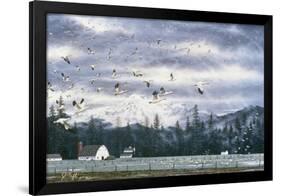 Geese Flying over Farmland-Jeff Tift-Framed Giclee Print