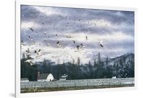 Geese Flying over Farmland-Jeff Tift-Framed Giclee Print