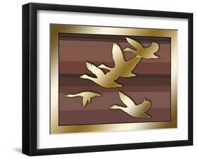 Geese in Flight-Art Deco Designs-Framed Giclee Print