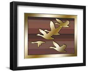 Geese in Flight-Art Deco Designs-Framed Giclee Print