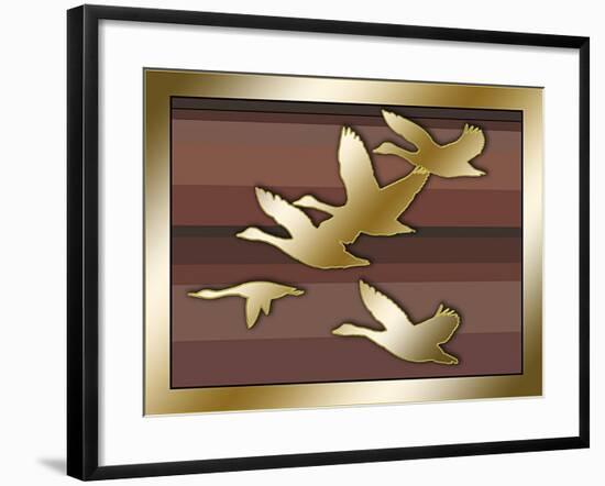 Geese in Flight-Art Deco Designs-Framed Giclee Print