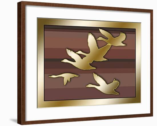 Geese in Flight-Art Deco Designs-Framed Giclee Print