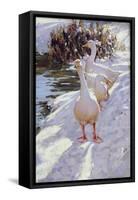 Geese in Snow-Paul Gribble-Framed Stretched Canvas