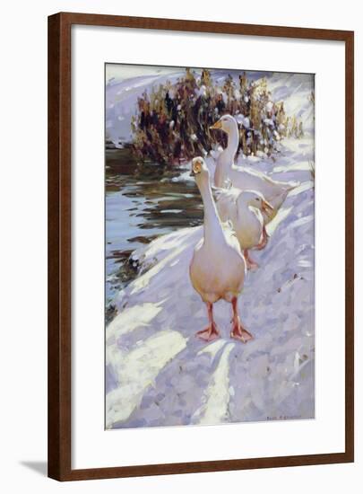 Geese in Snow-Paul Gribble-Framed Giclee Print