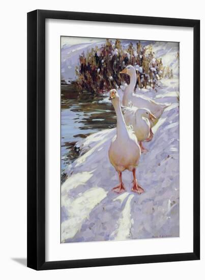 Geese in Snow-Paul Gribble-Framed Giclee Print