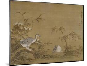 Geese on a Riverbank, Qing Dynasty (1644-1911), 1750-Shen Kai-Mounted Giclee Print