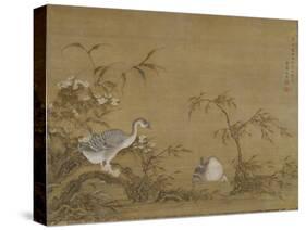 Geese on a Riverbank, Qing Dynasty (1644-1911), 1750-Shen Kai-Stretched Canvas