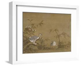 Geese on a Riverbank, Qing Dynasty (1644-1911), 1750-Shen Kai-Framed Giclee Print