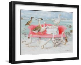 Geese on Pink Sofa, 2000-E.B. Watts-Framed Giclee Print