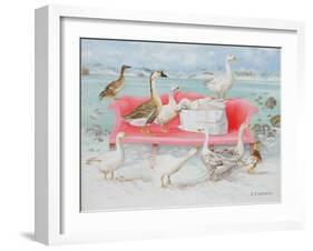 Geese on Pink Sofa, 2000-E.B. Watts-Framed Giclee Print