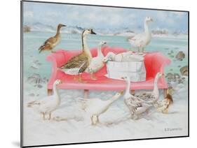 Geese on Pink Sofa, 2000-E.B. Watts-Mounted Giclee Print