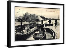 Geestemünde Bremerhaven, Blick Zum Hafen, Dampfer-null-Framed Giclee Print