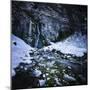Gegskiy Waterfall in the Snowy Mountains of Ritsa Nature Reserve-null-Mounted Photographic Print