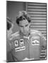 Gehard Berger Listening to a Member of the Ferrari Team, 1988-null-Mounted Photographic Print