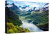 Geiranger Fjord, Beautiful Nature Norway (Tilt Shift Lens). it is a 15-Kilometre (9.3 Mi) Long Bran-Andrey Armyagov-Stretched Canvas