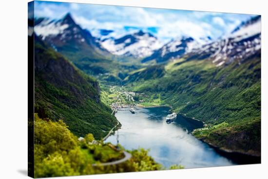 Geiranger Fjord, Beautiful Nature Norway (Tilt Shift Lens). it is a 15-Kilometre (9.3 Mi) Long Bran-Andrey Armyagov-Stretched Canvas