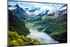 Geiranger Fjord, Beautiful Nature Norway (Tilt Shift Lens). it is a 15-Kilometre (9.3 Mi) Long Bran-Andrey Armyagov-Mounted Photographic Print