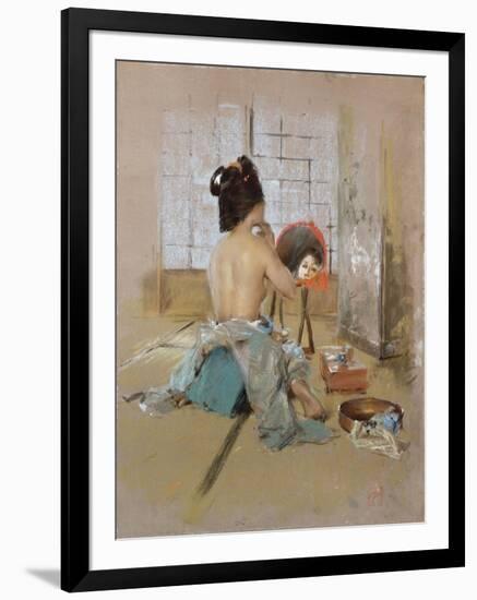 Geisha at Her Toilet-Thomas Jones Barker-Framed Giclee Print