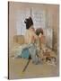 Geisha at Her Toilet-Thomas Jones Barker-Stretched Canvas