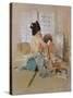 Geisha at Her Toilet-Thomas Jones Barker-Stretched Canvas