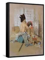 Geisha at Her Toilet-Thomas Jones Barker-Framed Stretched Canvas