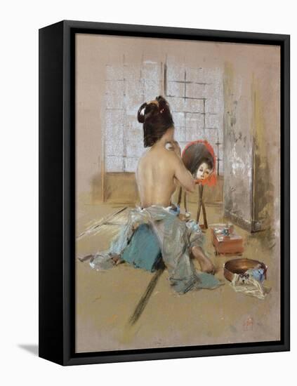 Geisha at Her Toilet-Thomas Jones Barker-Framed Stretched Canvas