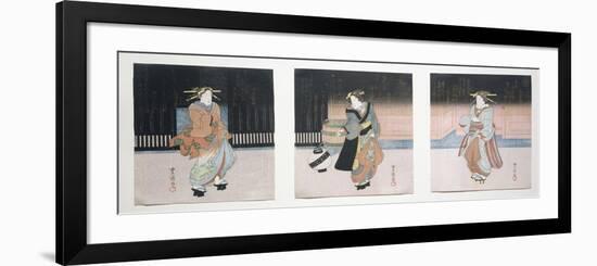 Geisha at Night Triptych, 1818-30-Toyokuni II-Framed Giclee Print