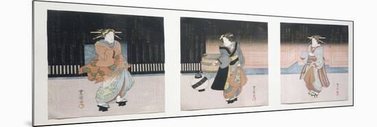 Geisha at Night Triptych, 1818-30-Toyokuni II-Mounted Giclee Print