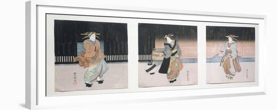 Geisha at Night Triptych, 1818-30-Toyokuni II-Framed Premium Giclee Print