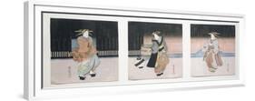 Geisha at Night Triptych, 1818-30-Toyokuni II-Framed Premium Giclee Print