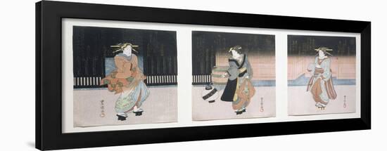 Geisha at Night Triptych, 1818-30-Toyokuni II-Framed Giclee Print