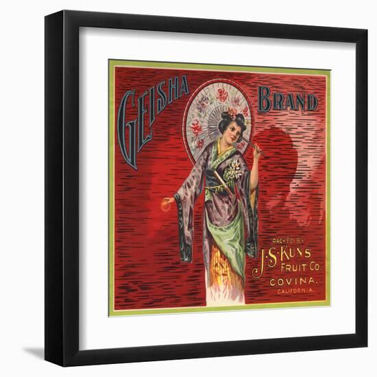 Geisha Brand - Covina, California - Citrus Crate Label-Lantern Press-Framed Art Print