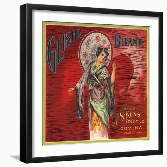 Geisha Brand - Covina, California - Citrus Crate Label-Lantern Press-Framed Art Print