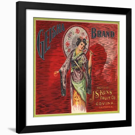 Geisha Brand - Covina, California - Citrus Crate Label-Lantern Press-Framed Art Print