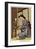 Geisha Doing Ikebana, Japan-null-Framed Art Print