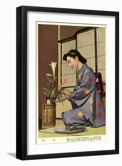 Geisha Doing Ikebana, Japan-null-Framed Art Print