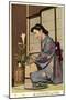 Geisha Doing Ikebana, Japan-null-Mounted Art Print