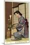 Geisha Doing Ikebana, Japan-null-Mounted Art Print