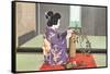 Geisha doing Ikebana, Photograph-null-Framed Stretched Canvas