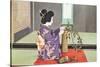 Geisha doing Ikebana, Photograph-null-Stretched Canvas
