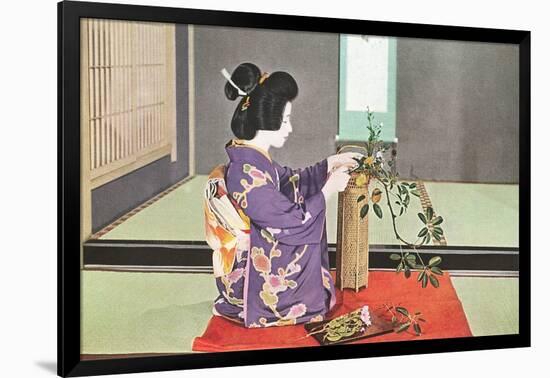 Geisha doing Ikebana, Photograph-null-Framed Art Print