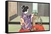 Geisha doing Ikebana, Photograph-null-Framed Stretched Canvas